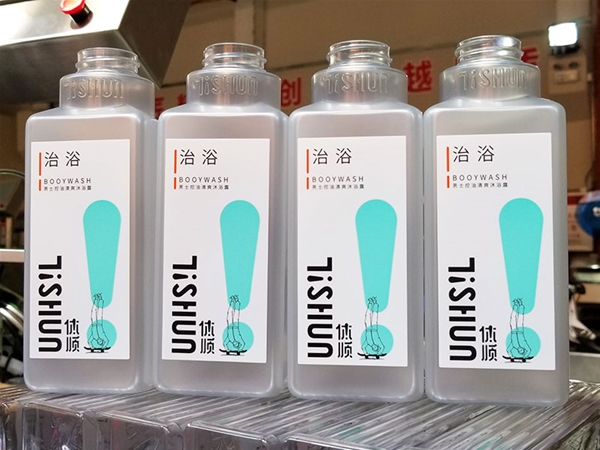 日化用品方瓶双面贴标